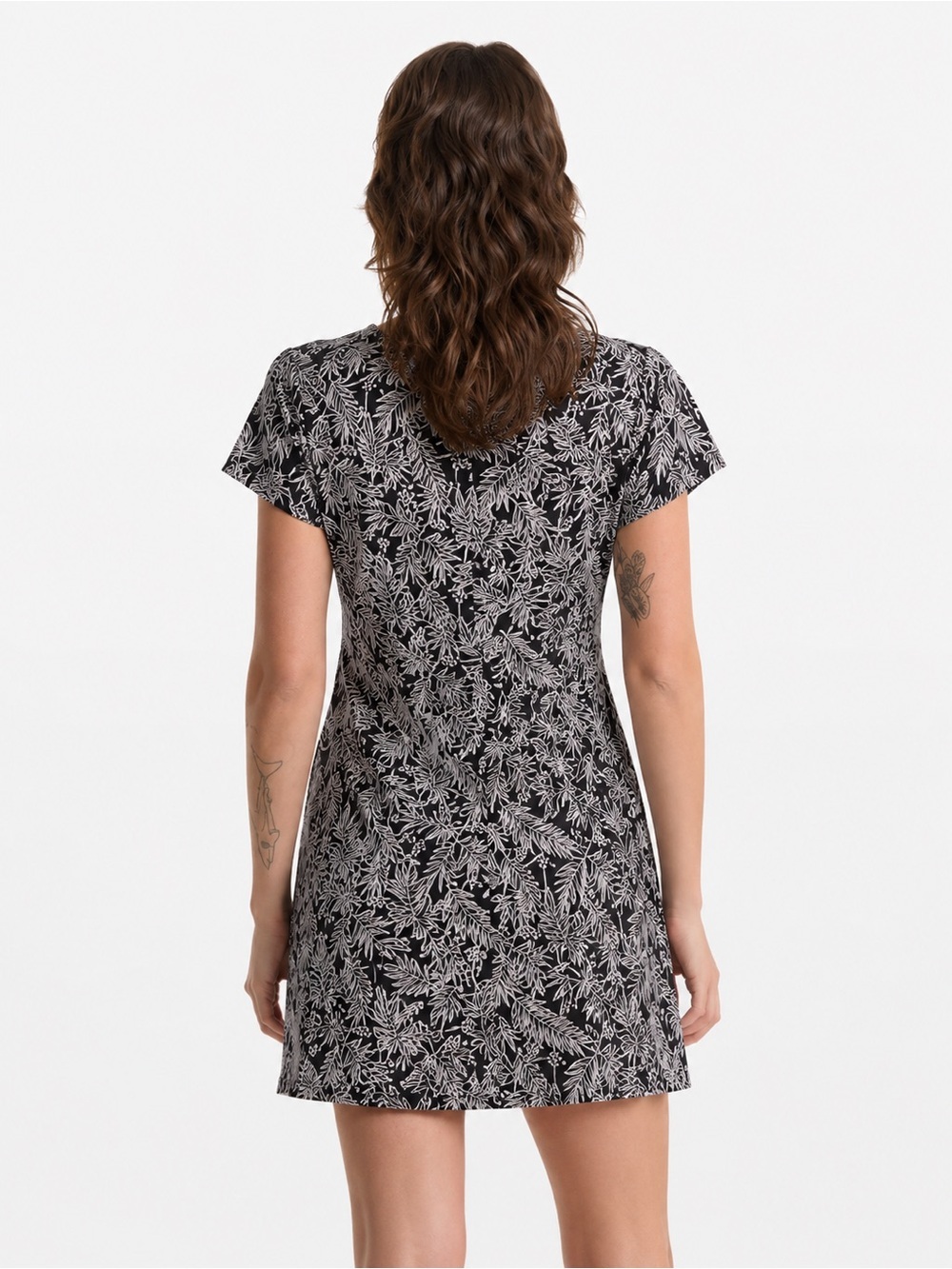 Volcom NWT Be My Frond Dress Black White Tropical Button Front Cotton Mini Xs - Picture 3 of 10